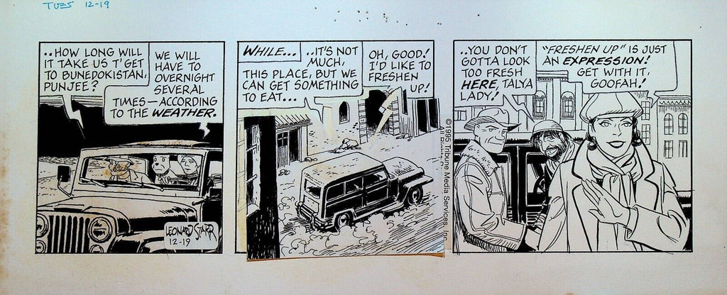Little Orphan Annie Leonard Starr Original Comic Strip Art December 19 1995