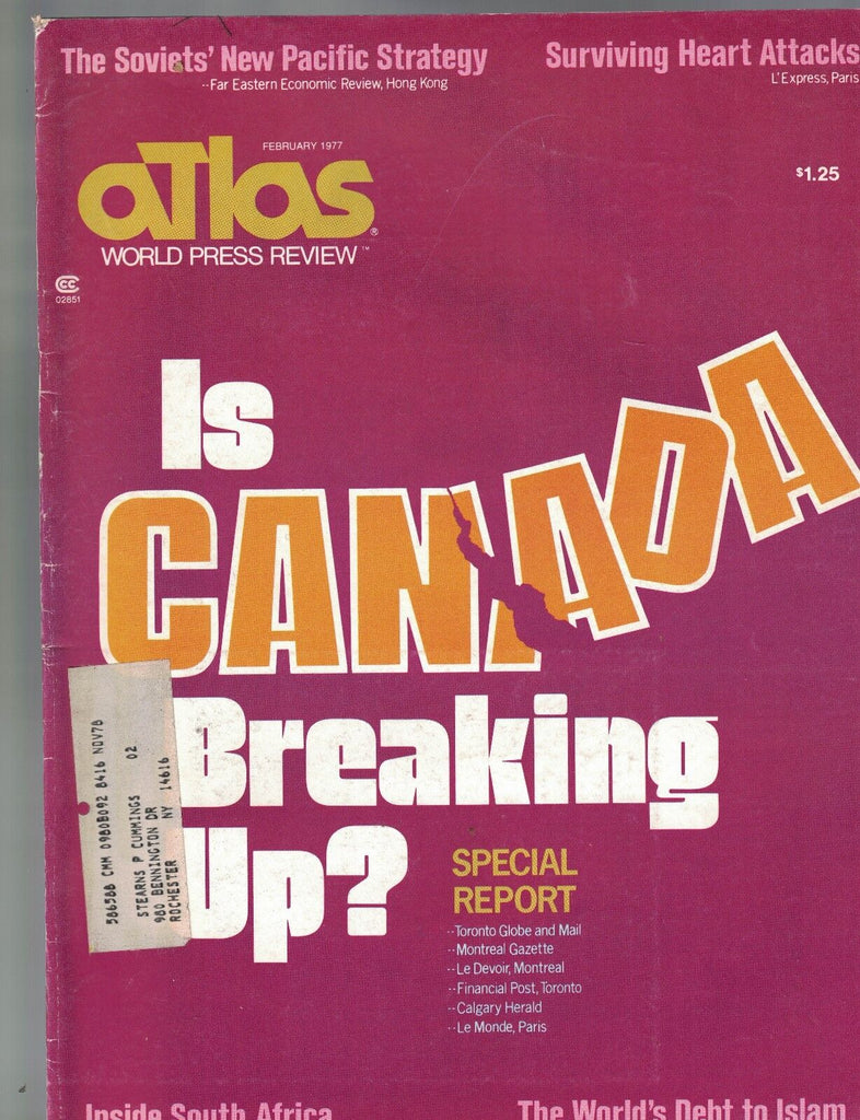 Atlas Magazine February 1977 Is Canada Breaking Up? South Africa Islam