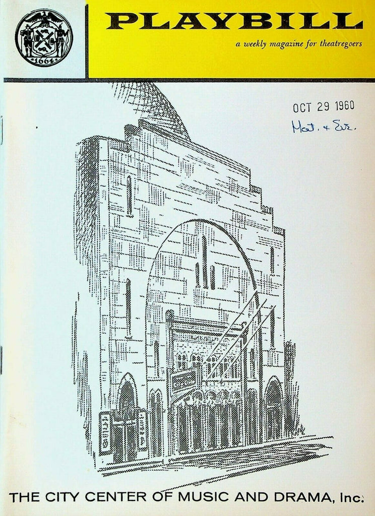 New York City Opera Company Playbill October 29 1960 The Mikado