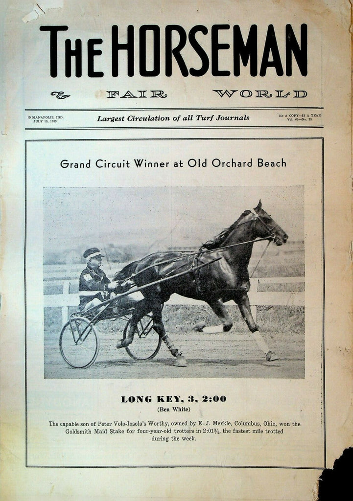 Horseman & Fair World Magazine Harness Racing July 19 1939 Long Key