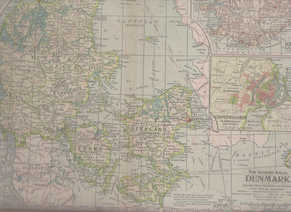 Denmark 1897 Map Century Atlas #88