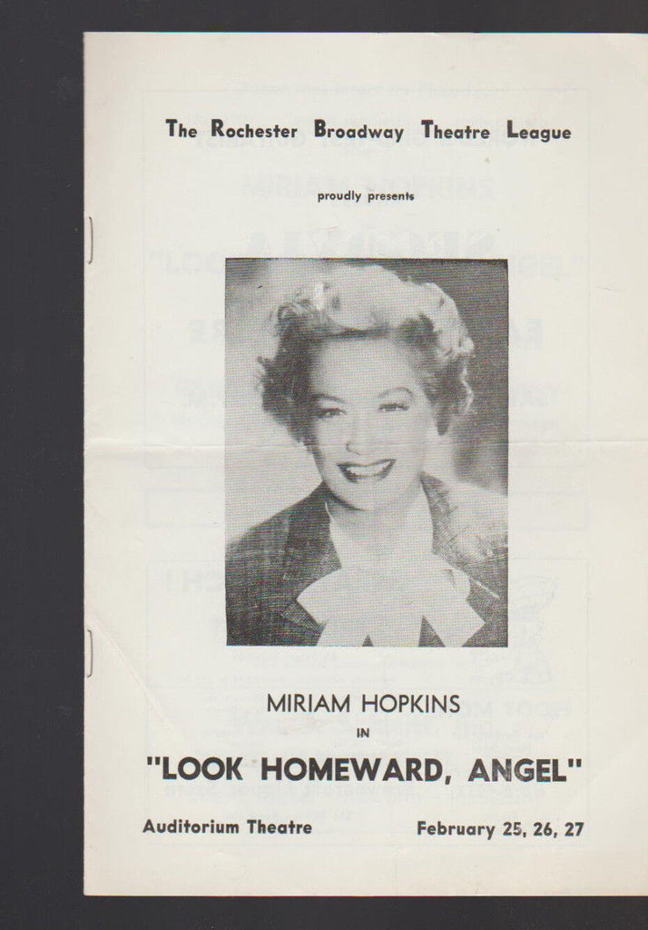 Look Homeward Angel Program 1960s Miriam Hopkins Lee Richardson
