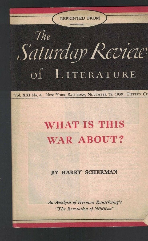 What is This War About? Harry Scherman 1939 Booklet Revolution of Nihilism