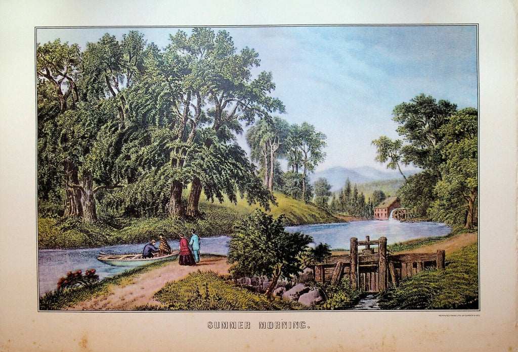 Currier & Ives Calendar Topper 1971 Summer Morning Canoe River