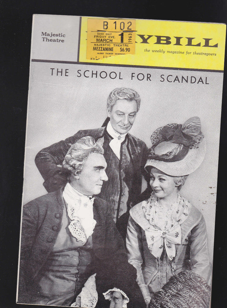 The School for Scandal Playbill- February 25 1963- John Gielgud, Malcolm Keen