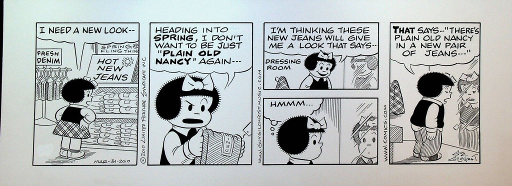 Nancy Comic Strip Original Art Guy Gilchrist March 31 2010 New Jeans