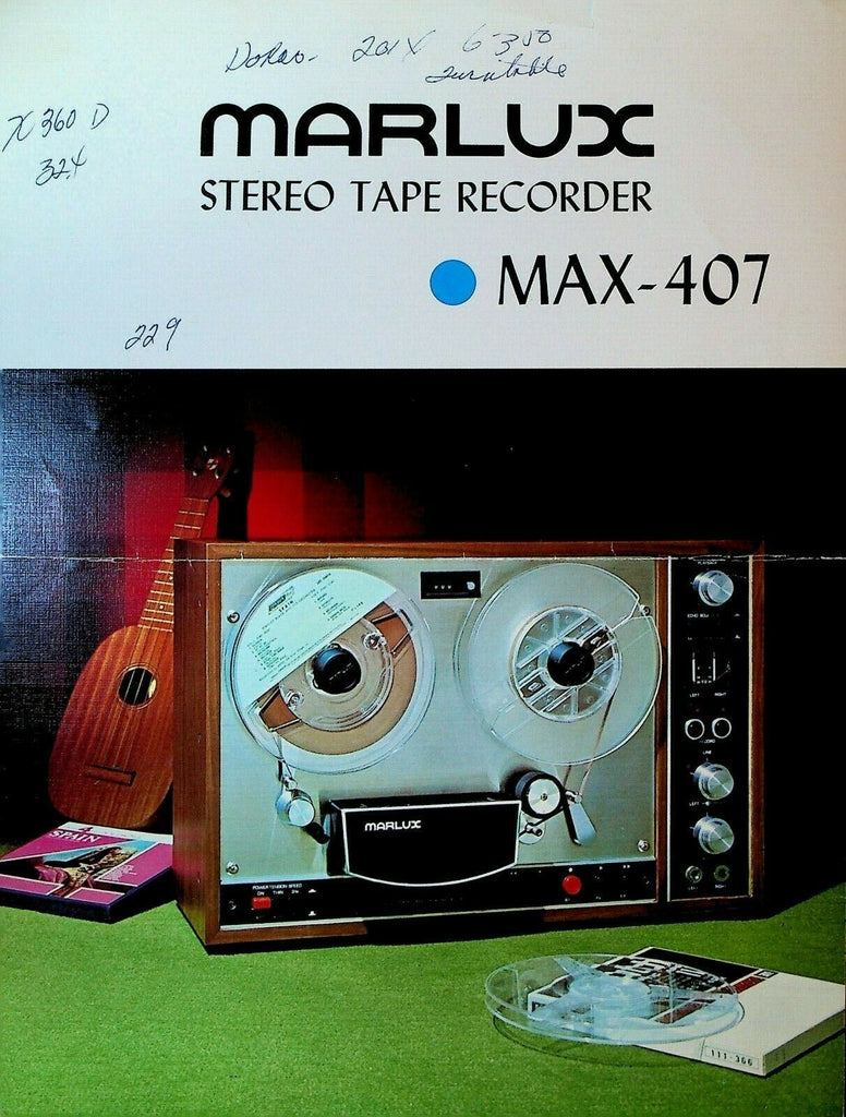 Marlux Max-407 Stereo Tape Recorder Ad Sheet 1970s