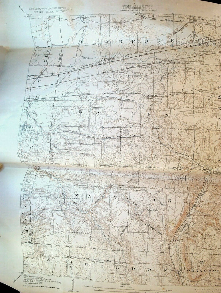Attica Quadrangle New York State US Geological Survey Map 1935