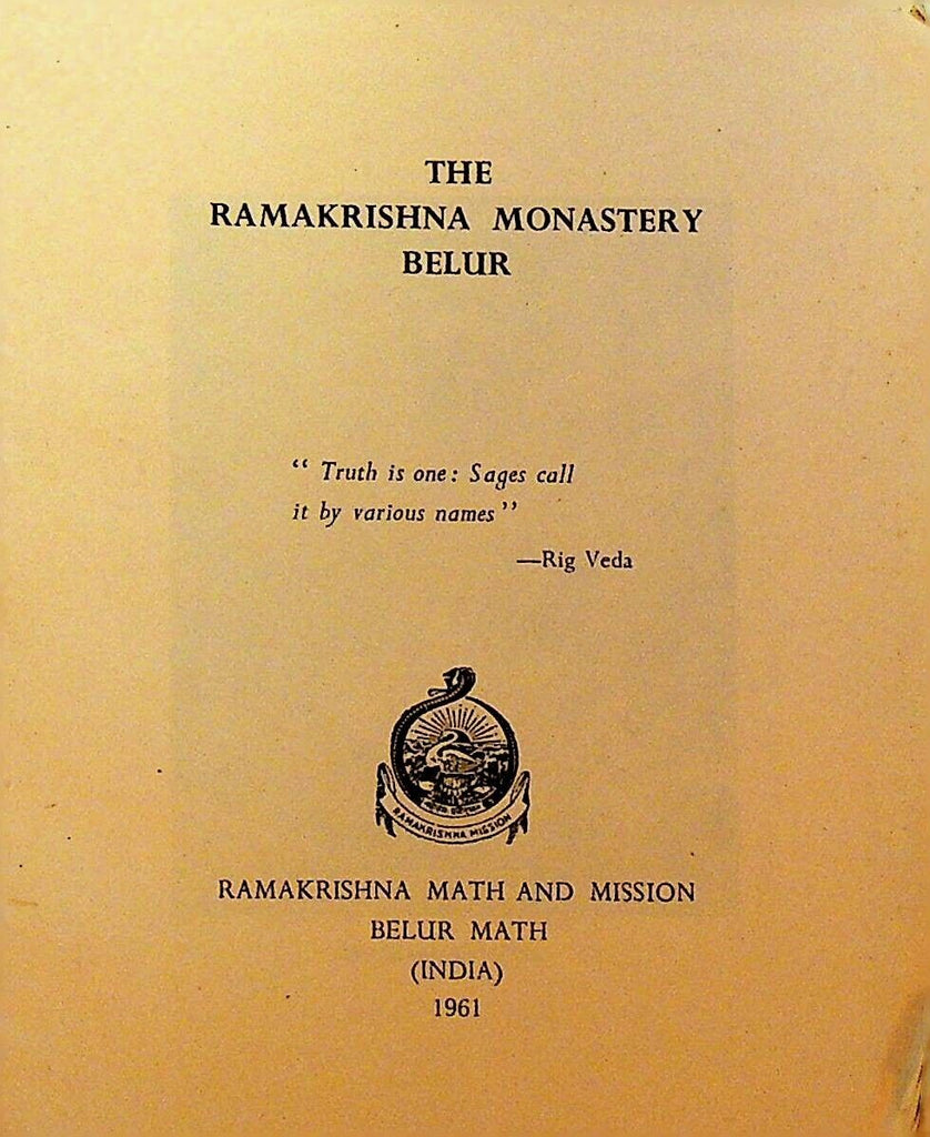 Ramakrishna Monastery Belur Booklet 1961 Swami Vivekanada