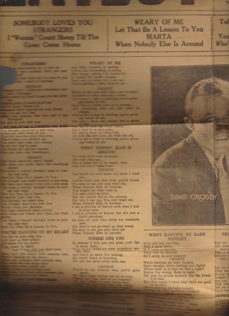 Bing Crosby Radio Stage Screen Latest Songs Sheet Lyrics