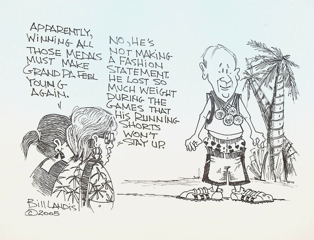 Bill Landis Original Cartoon Art The Villages Daily Sun 2005 Sagging Pants Elder