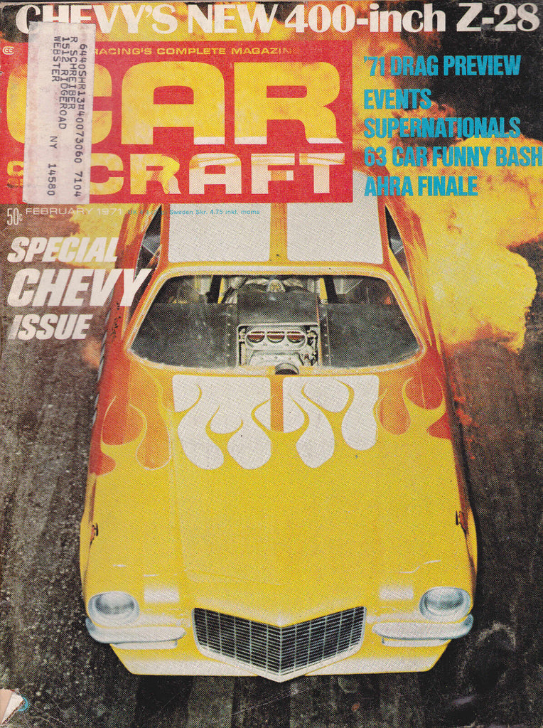 Car Craft Magazine Chevy Issue Drag Preview February 1971 FREE US S/H