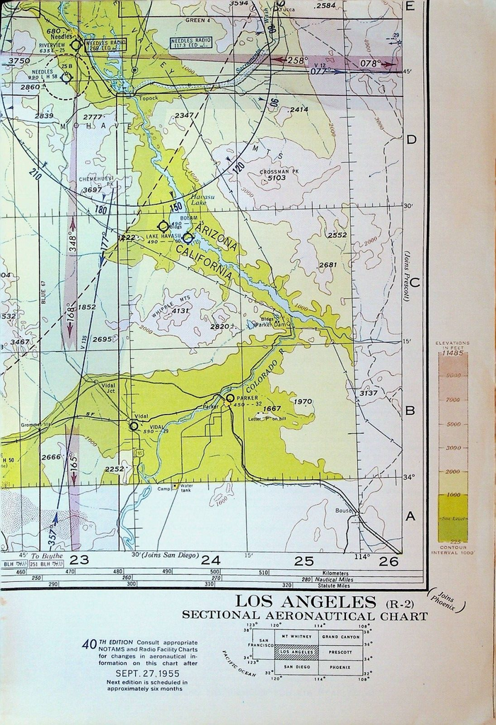 Cleveland Ohio Local Aeronautical Chart 1954 15th Edition