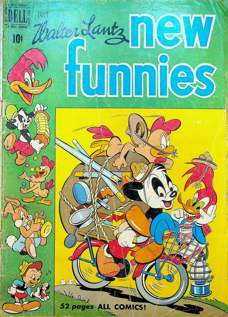 New Funnies 161 Dell Comics 1950 Woody Woodpecker Andy Panda Bicycle Camping