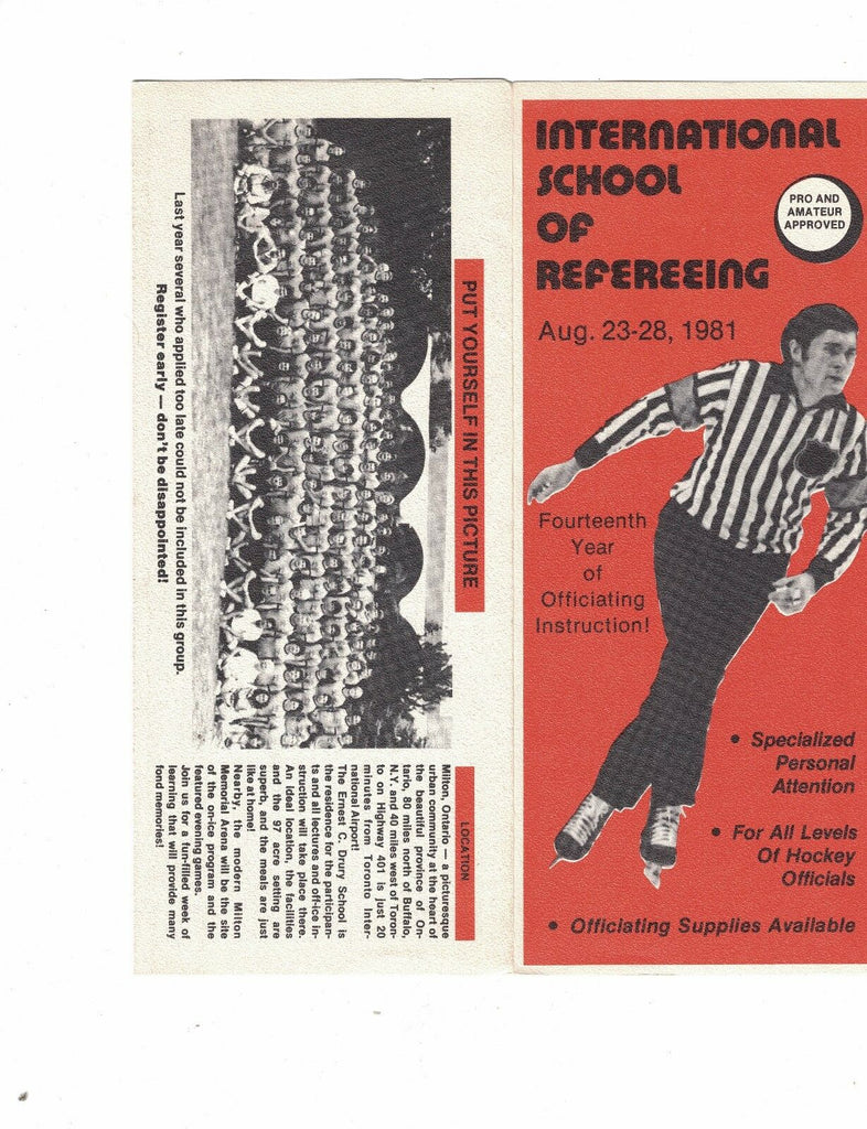 International School of Refereeing brochure 1981 Ice Hockey Officials