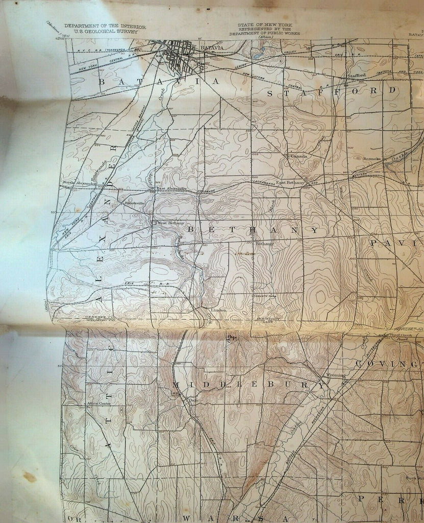 Batavia Quadrangle New York State US Geological Survey Map 1933