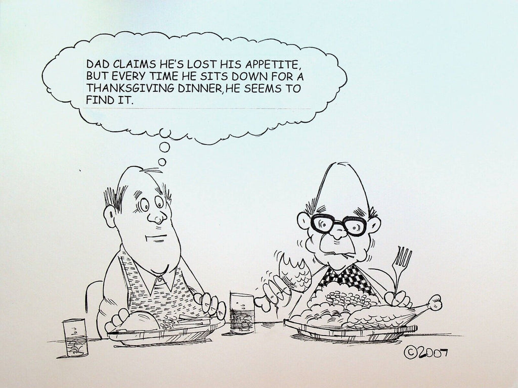 Bill Landis Original Cartoon Art The Villages Daily Sun 2007 Thanksgiving