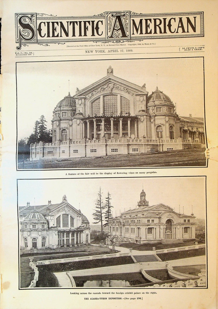 Scientific American April 17 1909Alaska Yukon Exposition Monaco Motor Boat Races