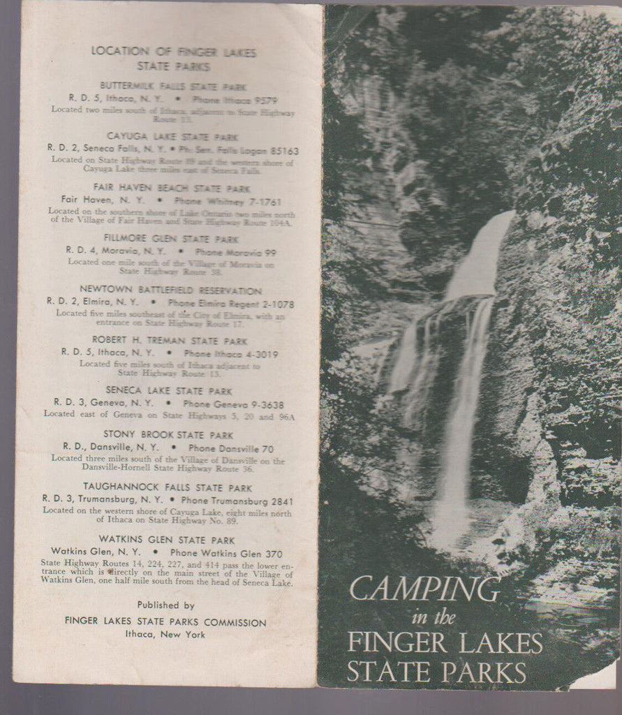 Camping in the Finger Lakes State Parks 1940s Brochure