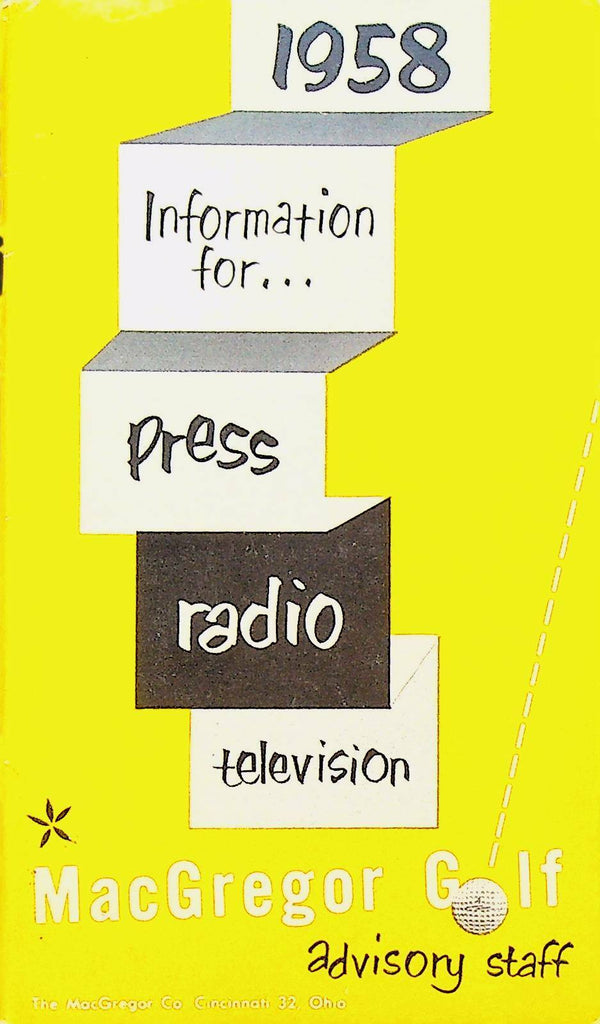 Press Radio Television Information Guide 1958 MacGregor Men's Women's Golf
