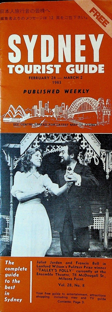 Sydney Australia Tourist Guide February 24 1983 Juliet Jordan Francis Bell