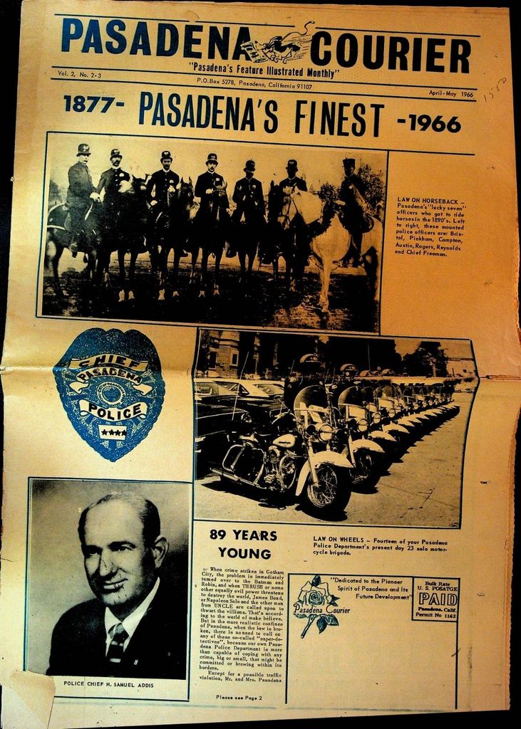 Pasadena Courier April 1966 Police Department California