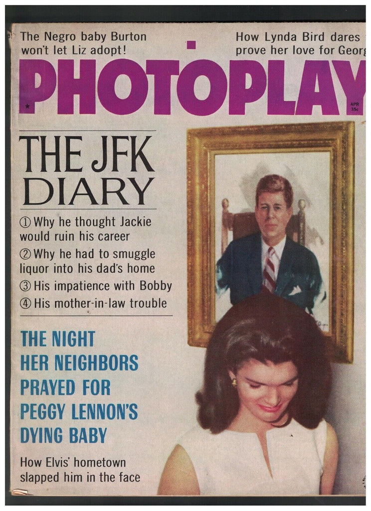 Photoplay April 1967 Jackie Kennedy JFK Peggy Lennon Elvis Presley Lynda Bird