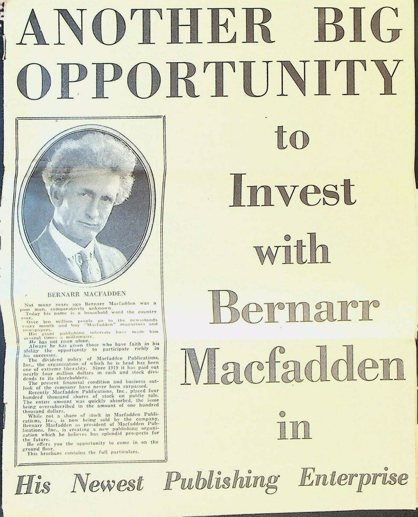 Bernarr Macfadden Prospectus Philadelphia Daily News Newspaper 1926