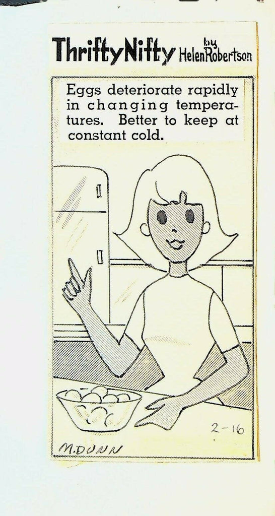 Thrifty Nifty by Helen Robertson Original Comic Art Home-Economics Eggs
