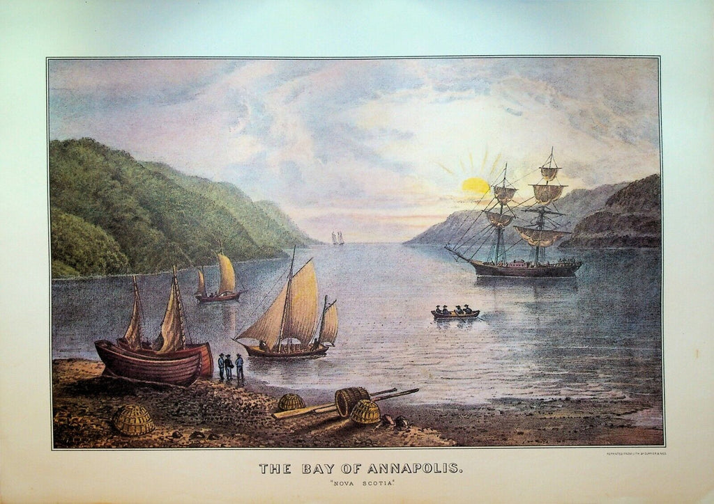 Currier & Ives Calendar Topper 1973 The Bay of Annapolis Nova Scotia Ships