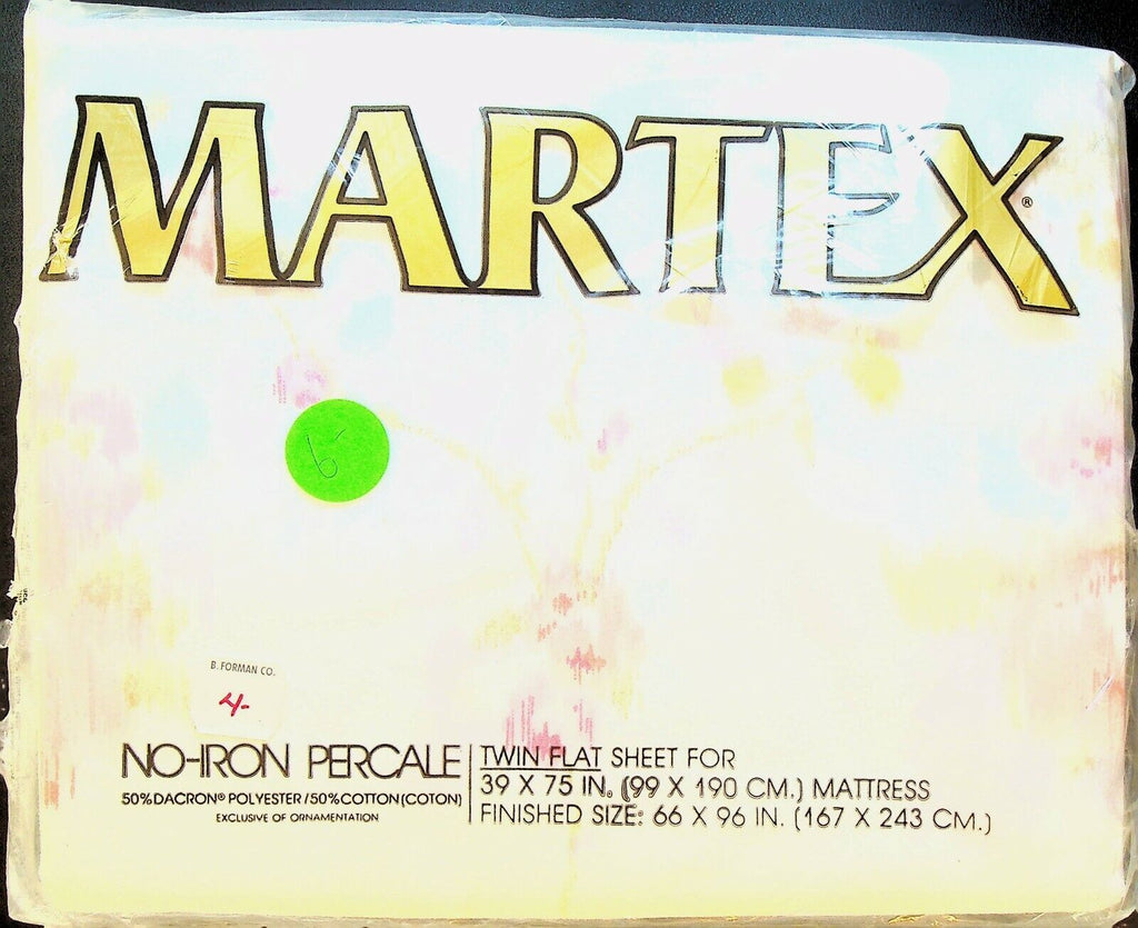 Martex No Iron Percale Twin Flat Sheet Trianon Style NOS Sealed