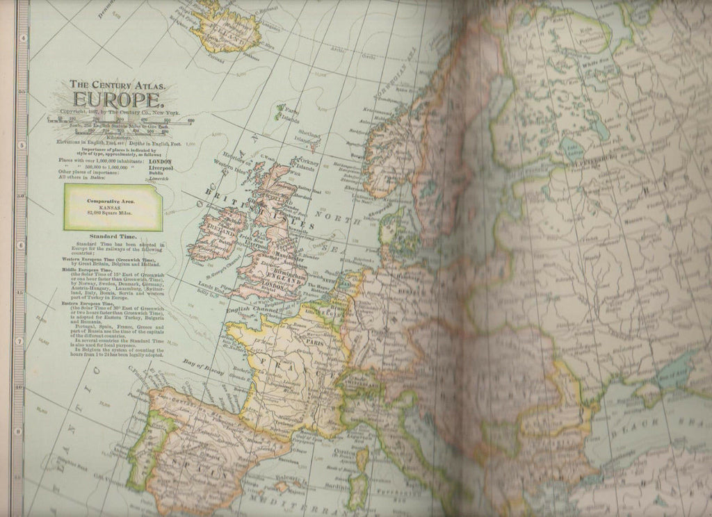Europe Century Atlas 1897 Antique Map #73 11 3/4 x 16