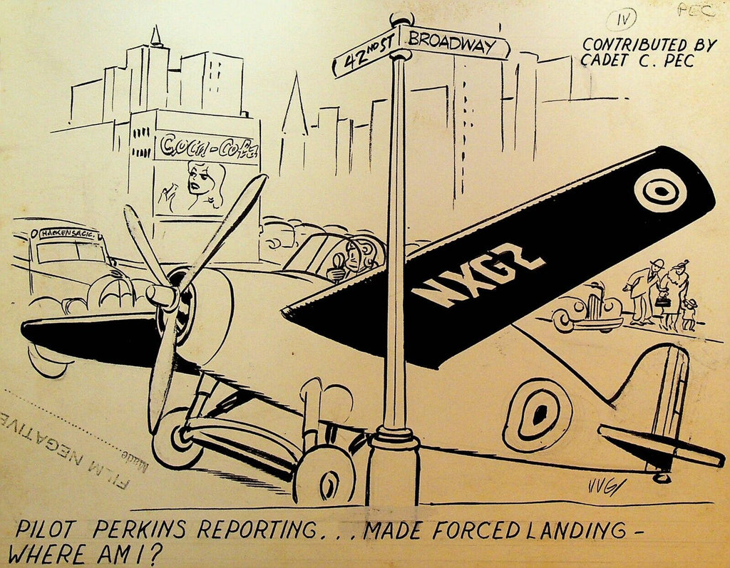 Emergency Plane Landing Times Square Original Art Humor VVG