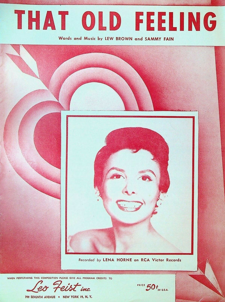 That Old Feeling Sheet Music Lena Horne 1937 Lew Brown Sammy Fain