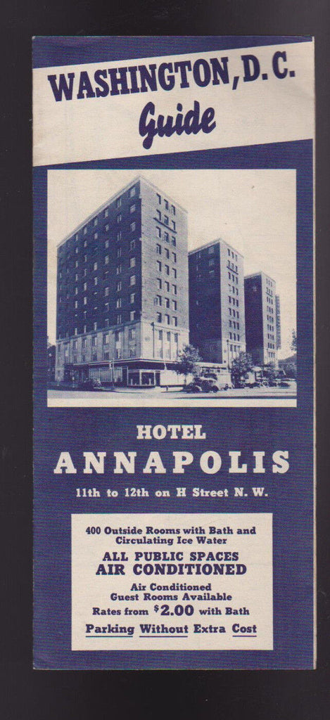 Washington DC Guide Hotel Annapolis 1940s Brochure