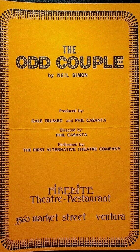 The Odd Couple Program 1960s First Alternative Theatre Company Ventura Ca