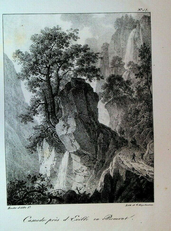 Godefroy Engelmann Lithograph 1820s Waterfall in Piemont #37