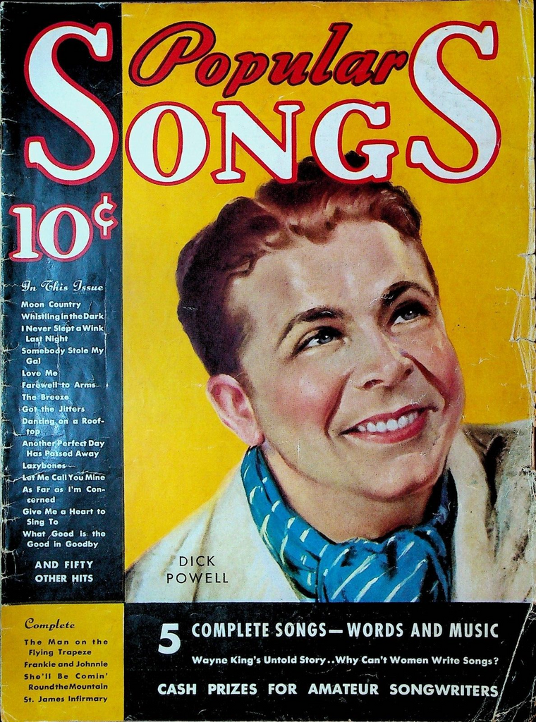 Popular Songs Magazine FIRST ISSUE October 1934 Dick Powell Wayne King