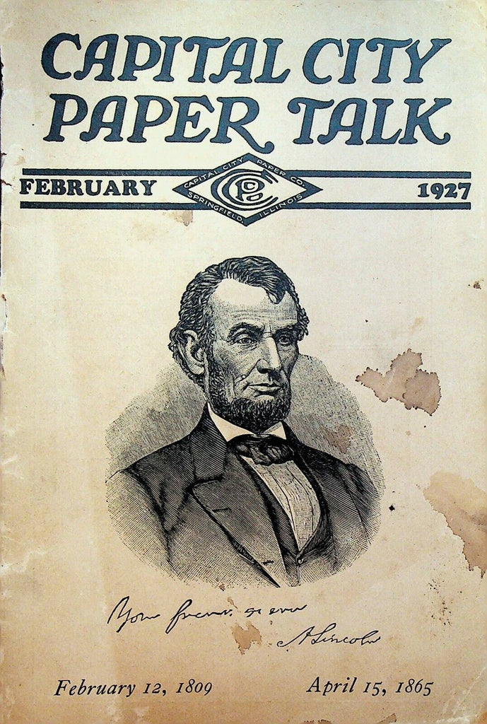 Capital City Paper Talk Magazine February 1927 Abraham Lincoln Springfield Il