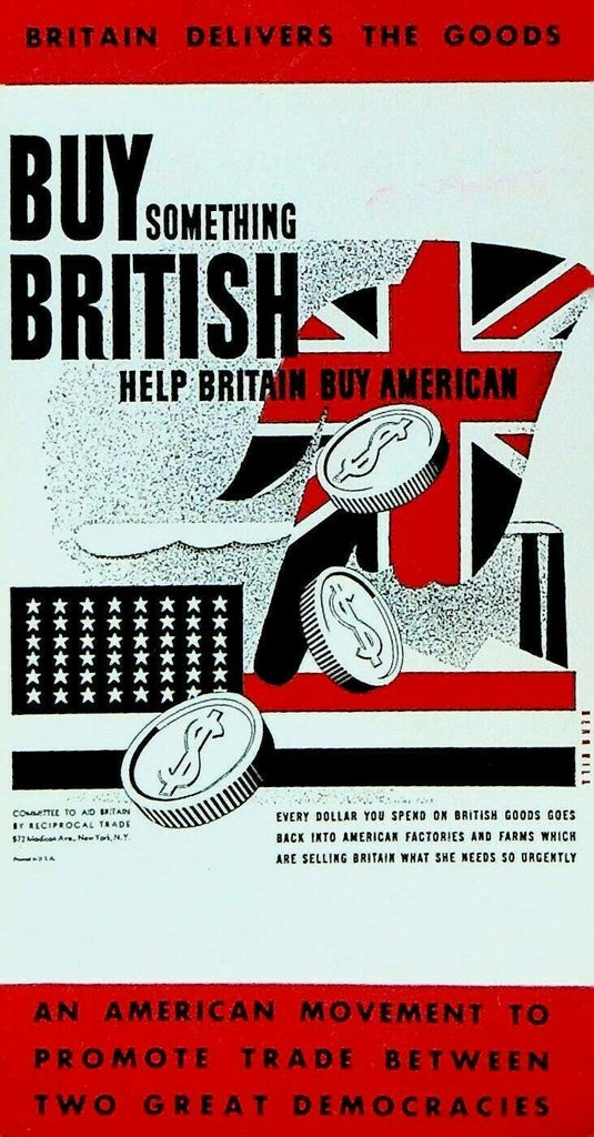 Buy Something British Help Britain Buy American Ad Sheet Patriotic WWII