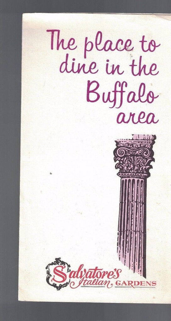 Salvatore's Italian Gardens Buffalo NY Vintage Brochure Restaurant