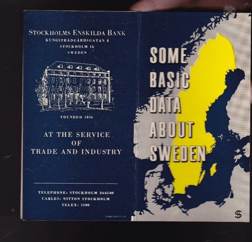 Stockholms Enskilda Bank 1965 Some Basic Data About Sweden Brochure