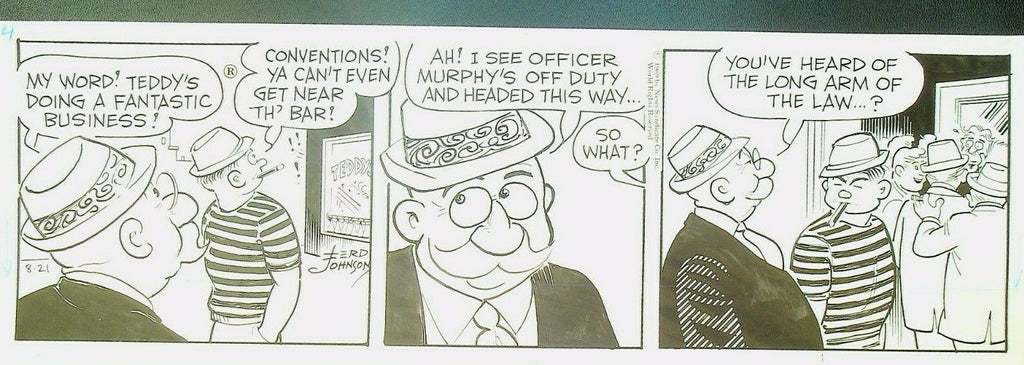 Moon Mullins Ferd Johnson Original Comic Strip Art August 21 1969