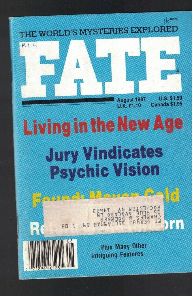 Fate Magazine August 1987 Living in the New Age Return of the Unicorn