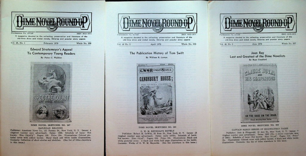 Dime Novel Round Up 1979 Lot of 6 Issues Edward Stratemeyer Tom Swift Jean Ray
