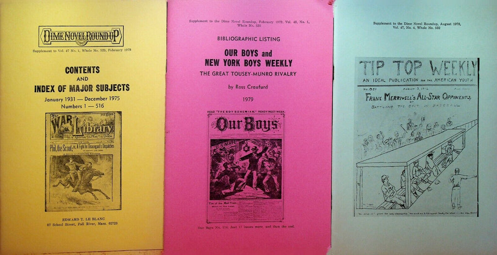 Dime Novel Round Up Bibliographic Listings Lot of 7 Buffalo Bill Our Boys