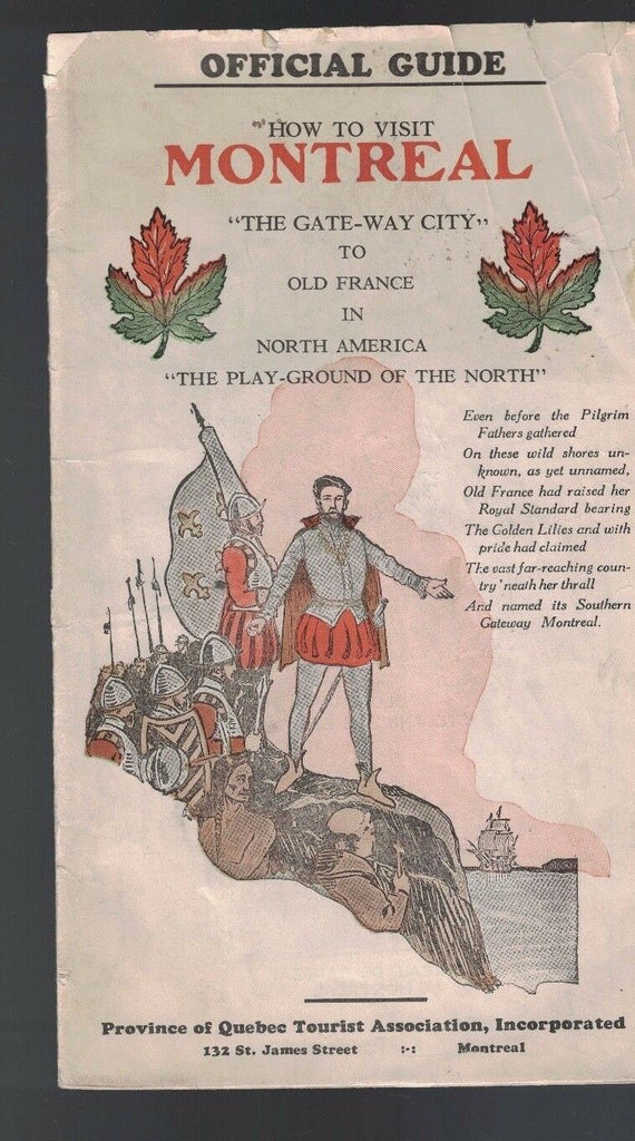 Montreal Canada 1930s Official Guide How to Visit Old France in North America