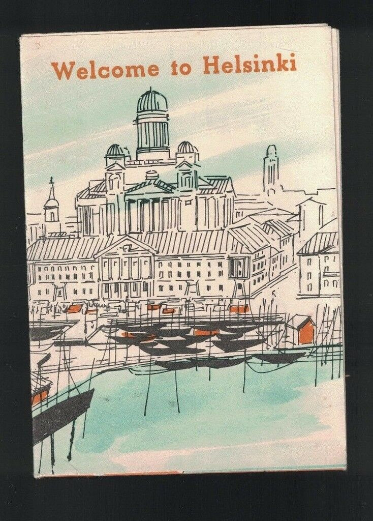 Welcome to Helsinki Finland 1958 Tourist Map & Brochure