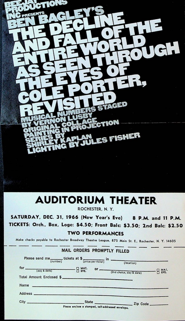 Decline & Fall of Entire World Through Eyes Cole Porter Ad Sheet 1966 Rochester