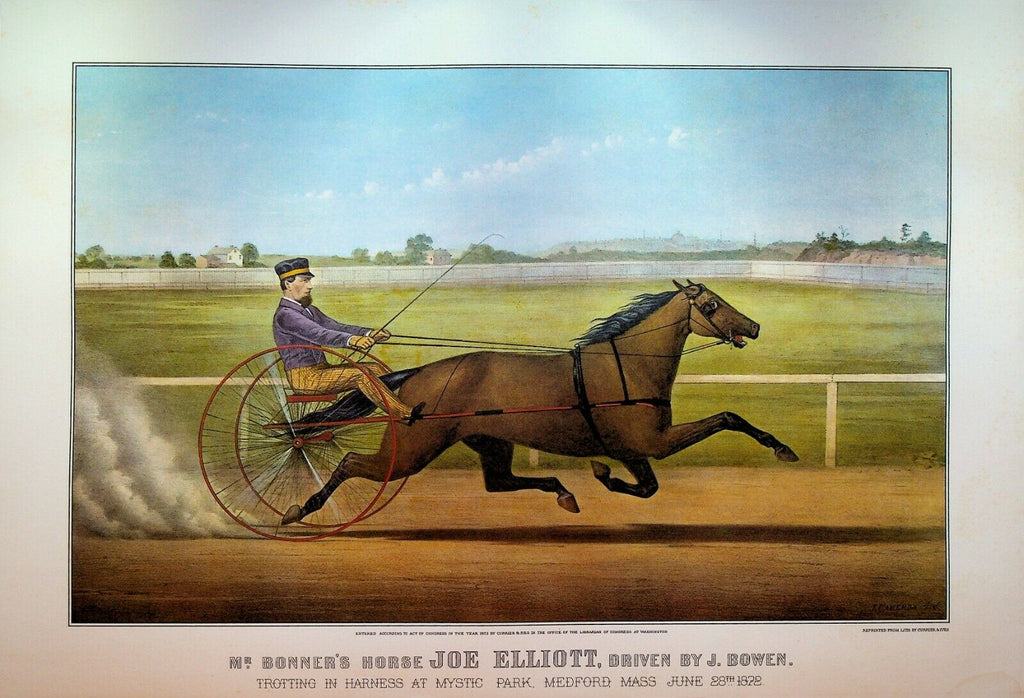 Currier & Ives Calendar Topper 1970 Joe Elliott Trotting Horse Mr Bonner